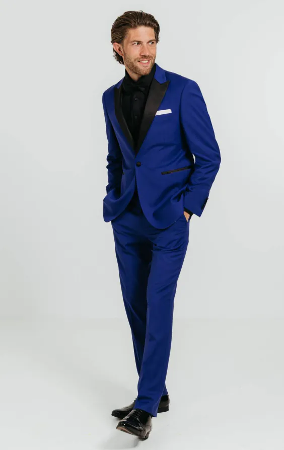 Bright Blue Tuxedo with Peak Lapel - photo 1 Bright Blue Tuxedo with Peak Lapel - photo 1