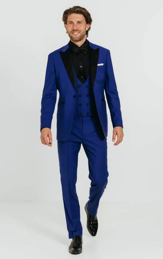 Bright Blue 3 Piece Tuxedo with Peak Lapel - photo 1 Bright Blue 3 Piece Tuxedo with Peak Lapel - photo 1