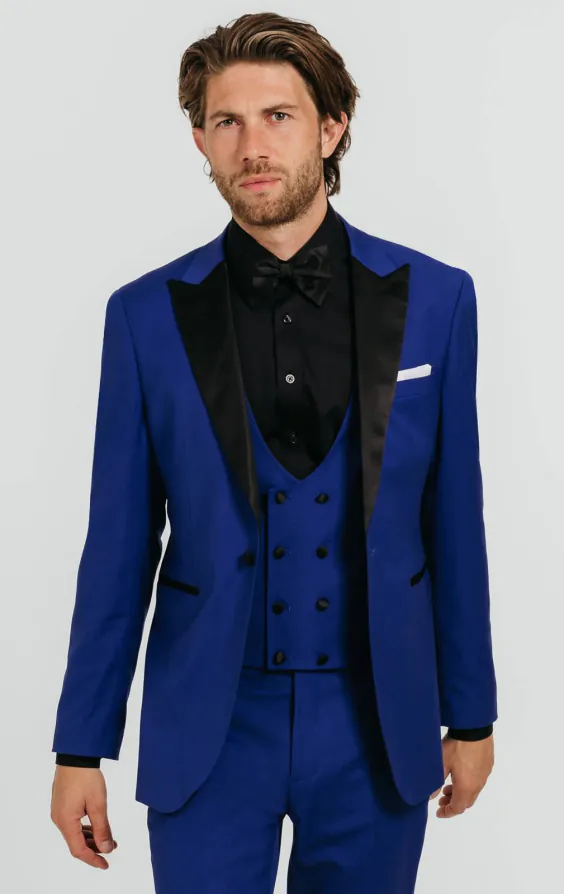 Bright Blue 3 Piece Tuxedo with Peak Lapel Bright Blue 3 Piece Tuxedo with Peak Lapel