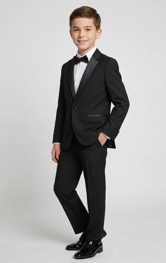 Boys Black Tuxedo with Notch Lapel Boys Black Tuxedo with Notch Lapel