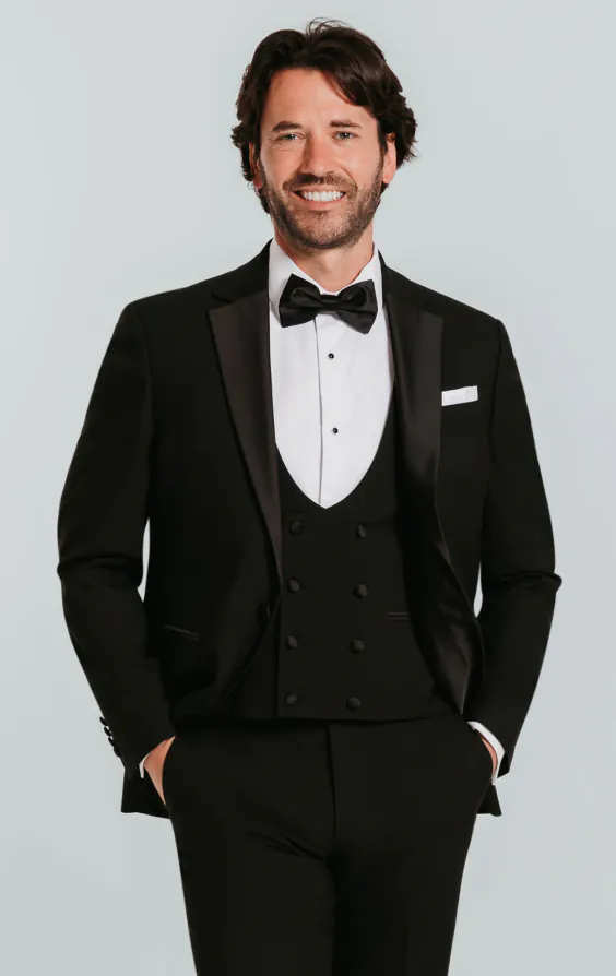 Black 3 Piece Tuxedo with Notch Lapel Black 3 Piece Tuxedo with Notch Lapel