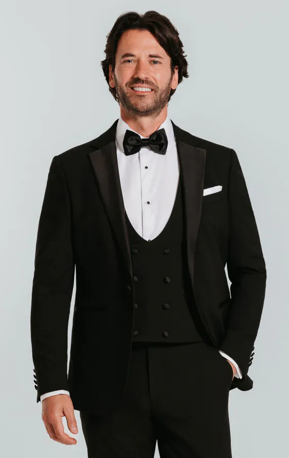 Black 3 Piece Slim-Fit Tuxedo with Notch Lapel