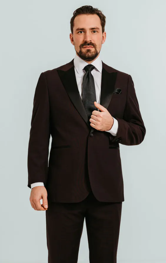 Burgundy Tuxedo with Peak Lapel Burgundy Tuxedo with Peak Lapel