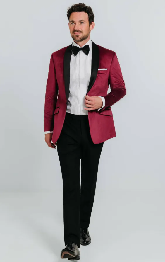 Burgundy Velvet Slim Fit Tuxedo - photo 1 Burgundy Velvet Slim Fit Tuxedo - photo 1