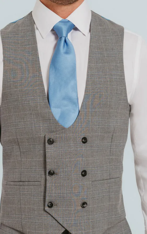 Light Grey Check Double Breasted Vest - photo 1 Light Grey Check Double Breasted Vest - photo 1