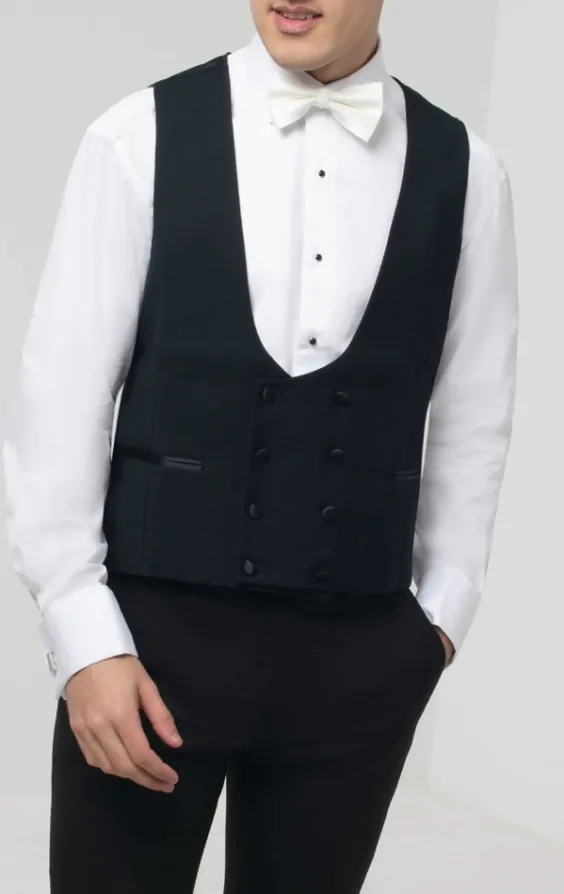 Dobell Navy Blue Double Breasted Tuxedo Vest Dobell