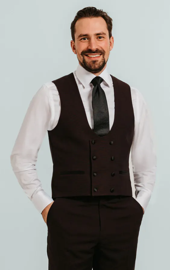 Burgundy Double Breasted Tuxedo Vest