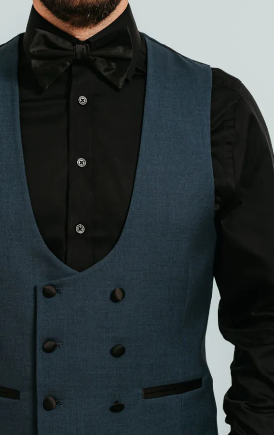 Teal Double Breasted Tuxedo Vest - photo 1