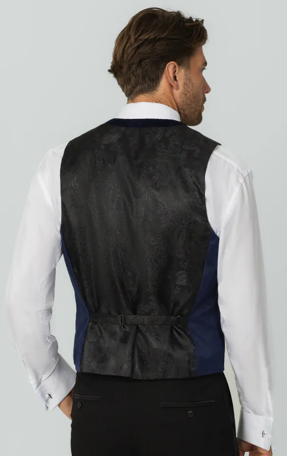 Navy Paisley Velvet Double Breasted Tuxedo Vest - photo 2 Navy Paisley Velvet Double Breasted Tuxedo Vest - photo 2