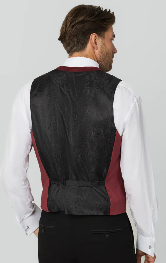 Burgundy Paisley Velvet Double Breasted Tuxedo Vest - photo 2 Burgundy Paisley Velvet Double Breasted Tuxedo Vest - photo 2