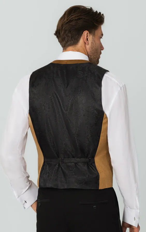 Gold Paisley Velvet Double Breasted Tuxedo Vest - photo 2 Gold Paisley Velvet Double Breasted Tuxedo Vest - photo 2