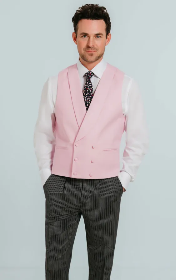 Pastel Pink Double Breasted Shawl Lapel Morning Suit Vest Pastel Pink Double Breasted Shawl Lapel Morning Suit Vest