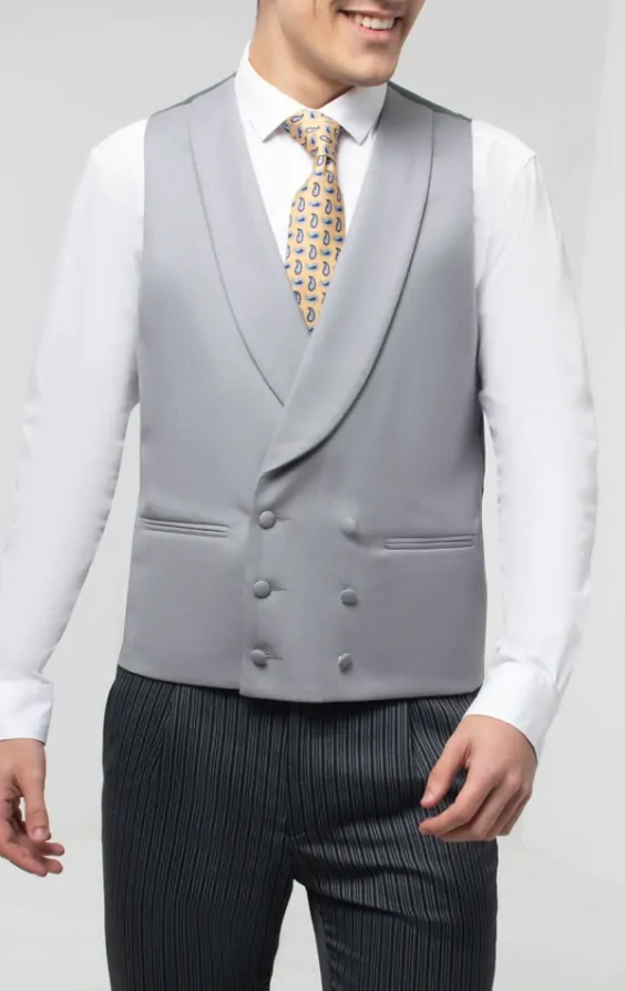 Luxury 100 Wool Dove Grey Double Breasted Morning Suit Vest Dobell
