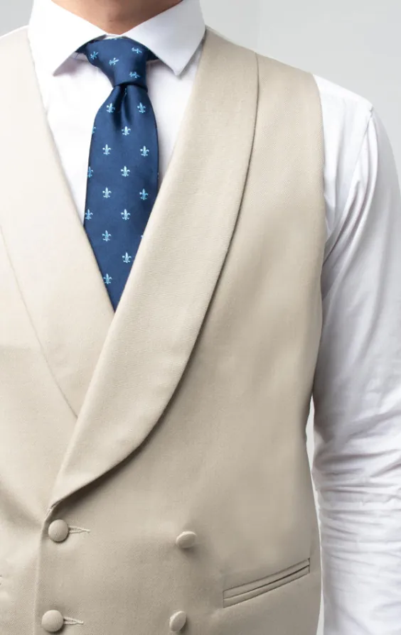 Gold/Buff Double Breasted Shawl Lapel Morning Suit Vest - photo 2