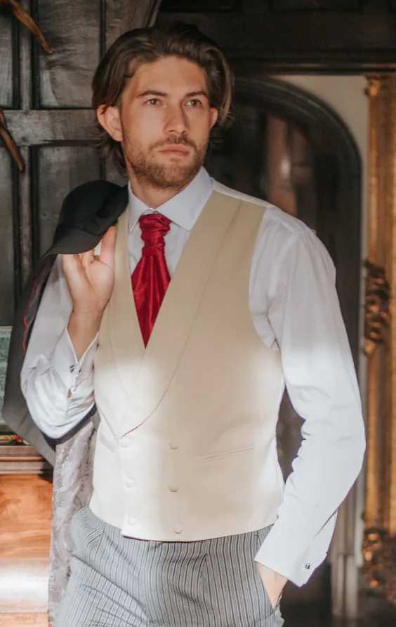 Gold/Buff Double Breasted Shawl Lapel Morning Suit Vest - photo 1