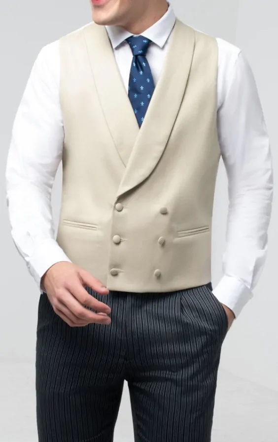 Dobell Gold/Buff Double Breasted Shawl Lapel Morning Suit Vest