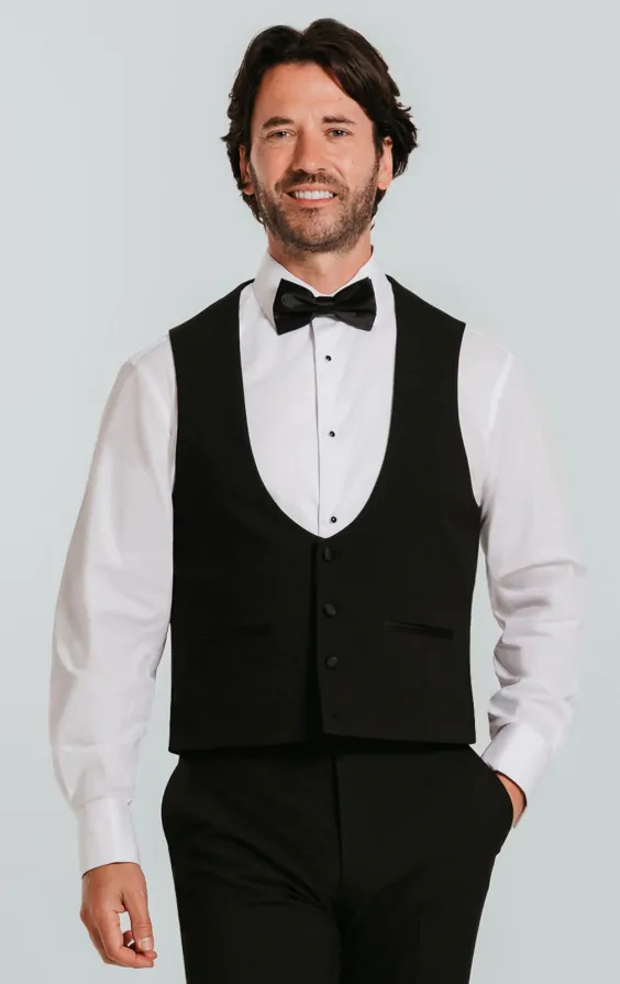 Dobell Black Horseshoe Tuxedo Vest