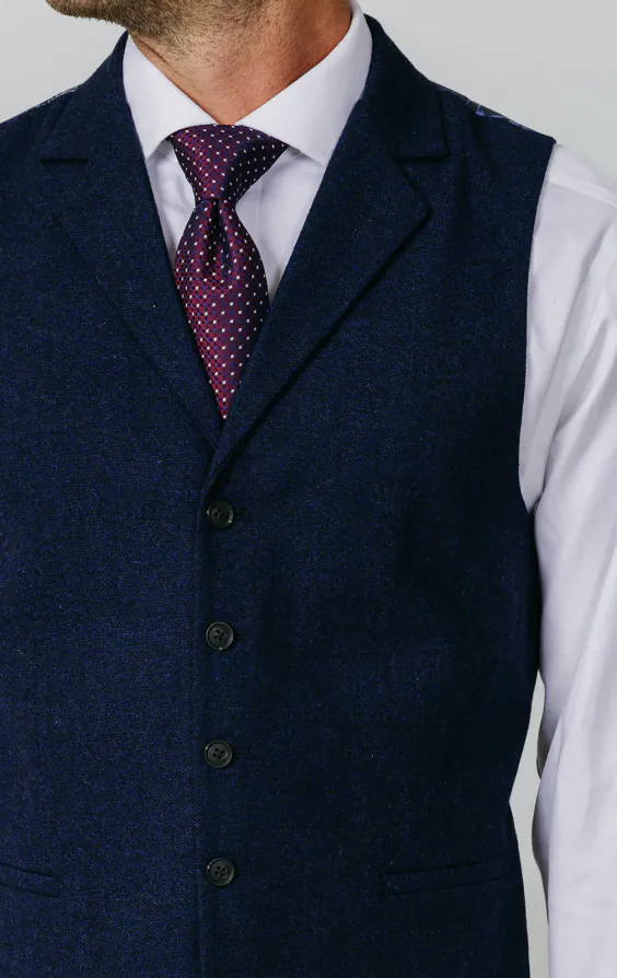 Navy Donegal Tweed Vest with Notch Lapel - photo 1 Navy Donegal Tweed Vest with Notch Lapel - photo 1