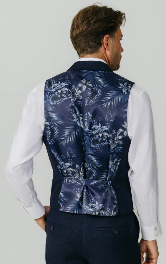 Navy Donegal Tweed Vest with Notch Lapel - photo 2 Navy Donegal Tweed Vest with Notch Lapel - photo 2