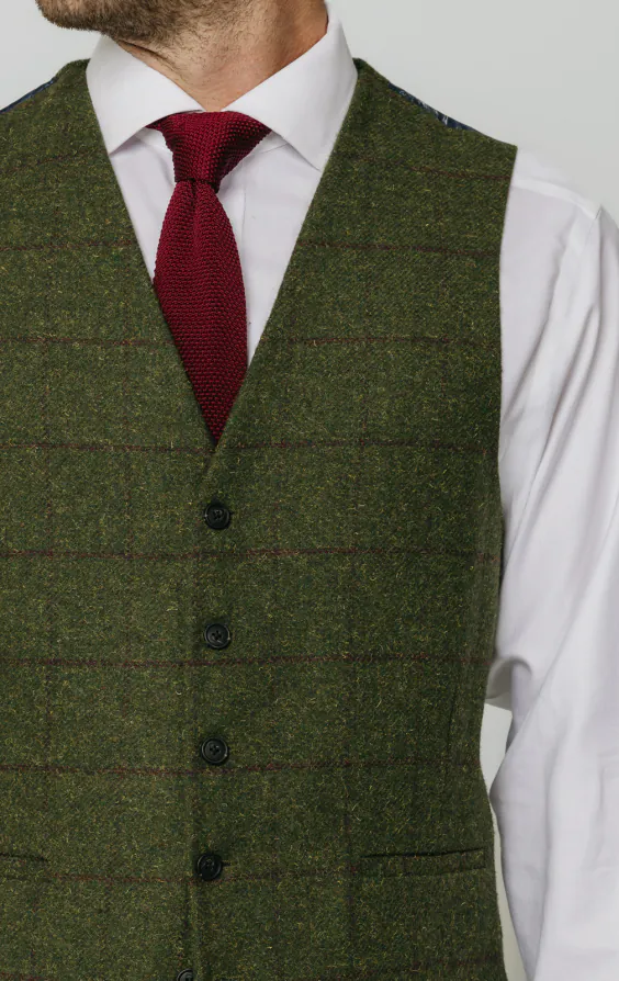 Green Windowpane Check Tweed Vest - photo 1 Green Windowpane Check Tweed Vest - photo 1