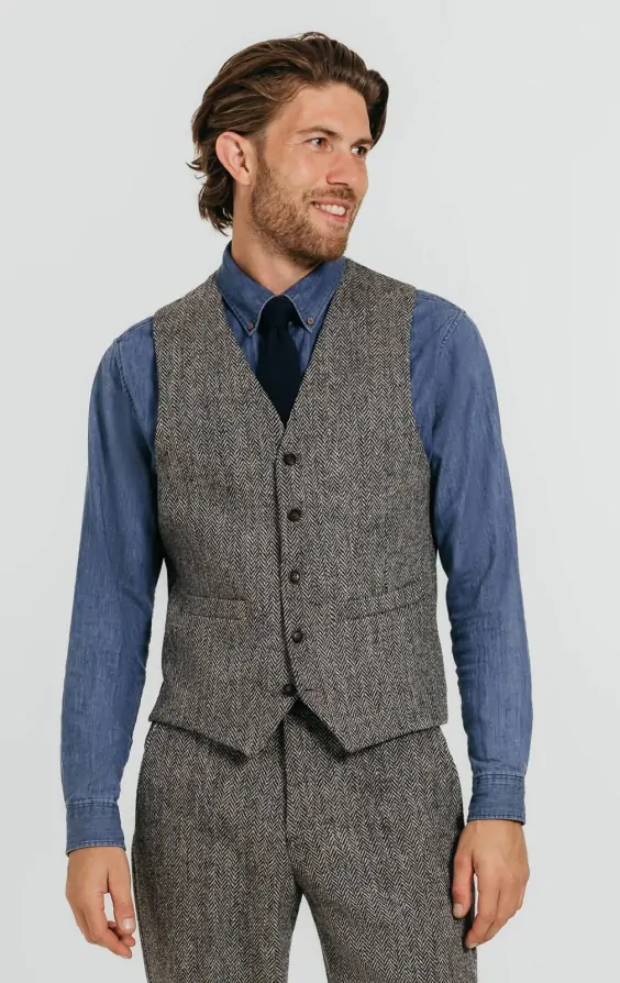 Wool herringbone vest outlet