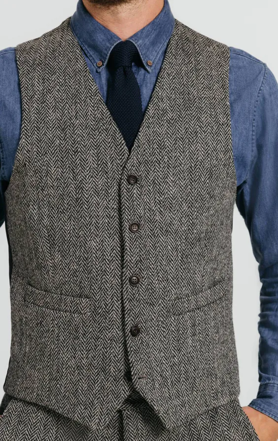 Harris Tweed Grey Herringbone Vest - photo 1 Harris Tweed Grey Herringbone Vest - photo 1
