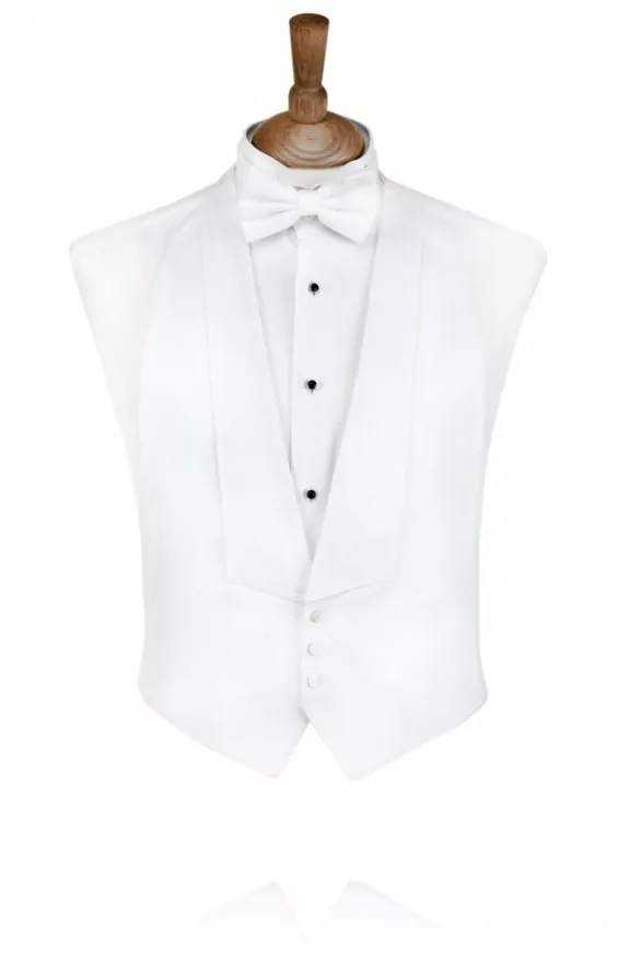 2 Piece White Tie Tuxedo Shirt Vest Bow Tie