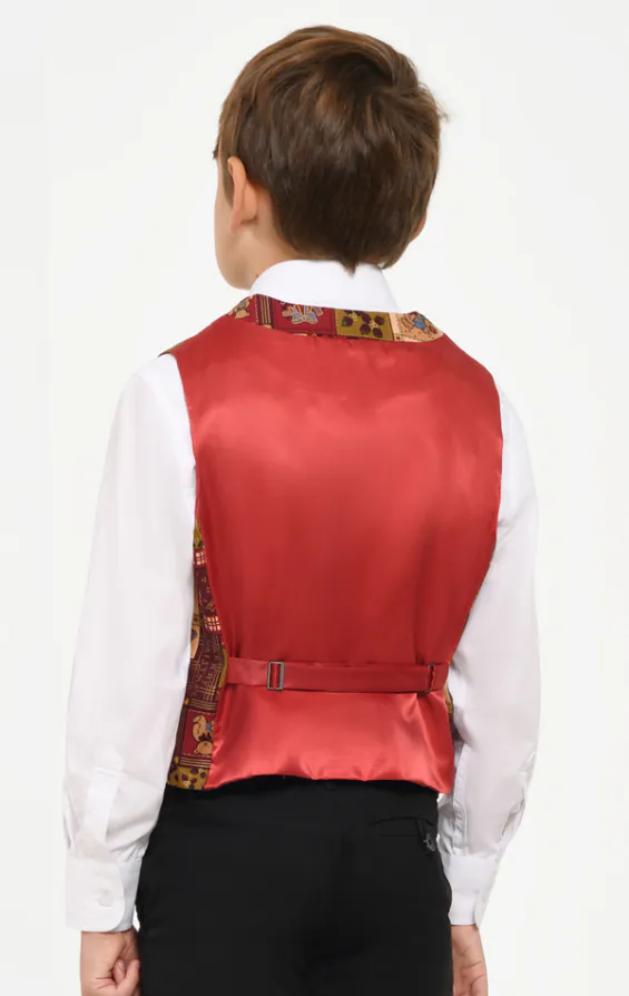 Boys Red Vintage Christmas Print Vest - photo 2 Boys Red Vintage Christmas Print Vest - photo 2