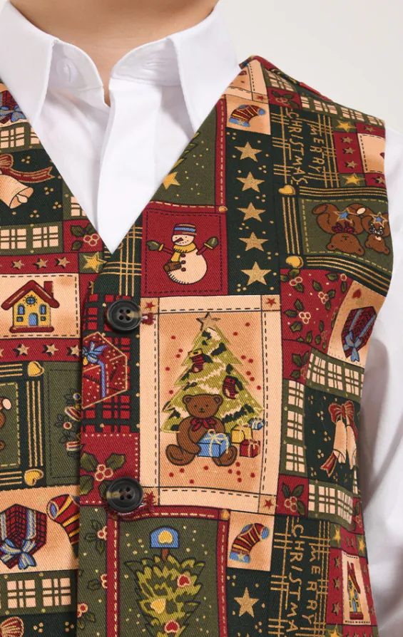 Boys Green Vintage Christmas Print Vest - photo 1 Boys Green Vintage Christmas Print Vest - photo 1