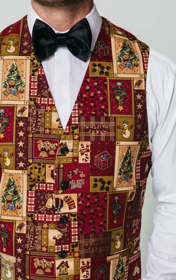 Red Vintage Christmas Print Vest - Limited Edition - photo 1 Red Vintage Christmas Print Vest - Limited Edition - photo 1