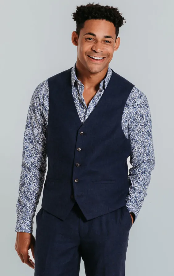 Navy Linen Vest Navy Linen Vest