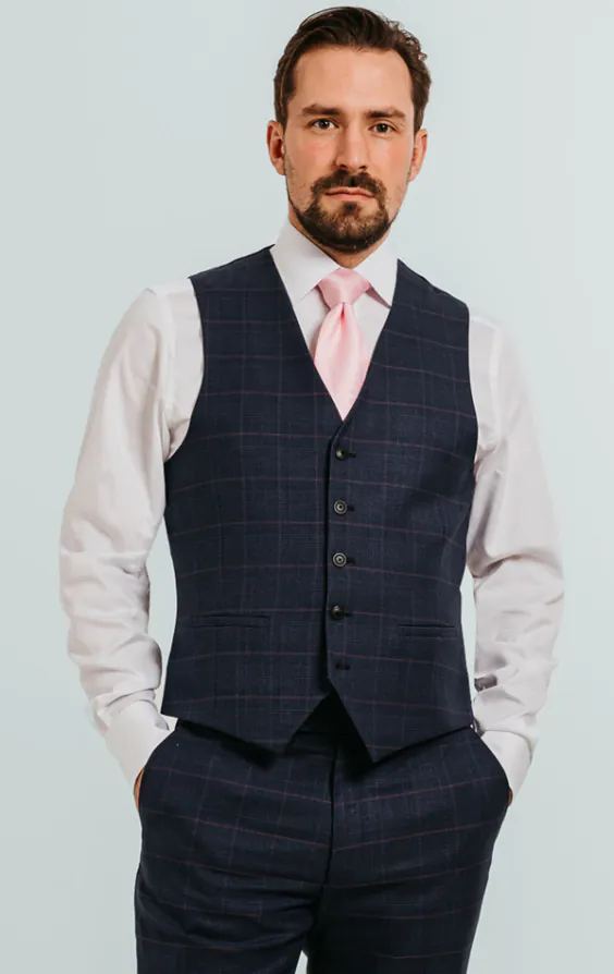 Navy with Pink Check Vest Navy with Pink Check Vest