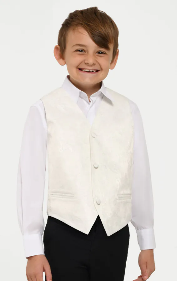 Boys Pearl Ivory Paisley Vest Boys Pearl Ivory Paisley Vest