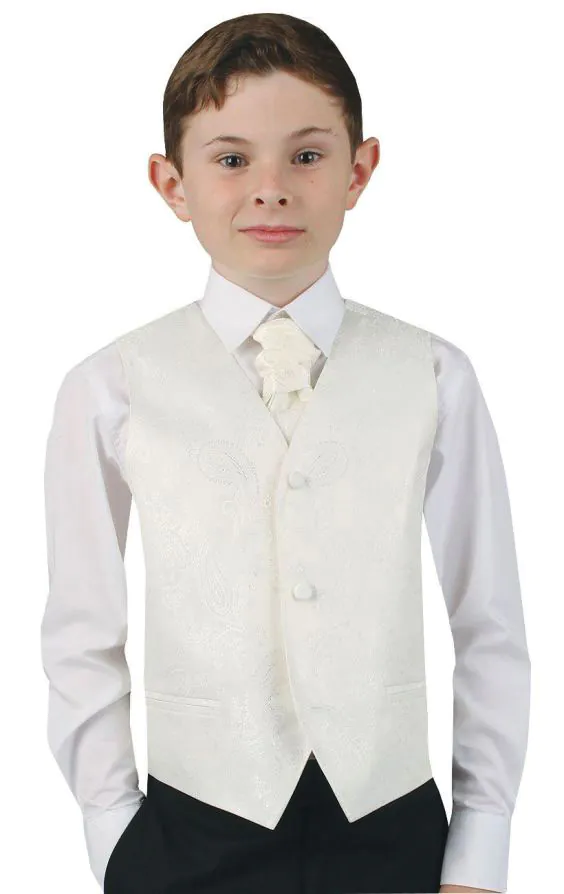Boys Pearl White Paisley Vest - photo 1