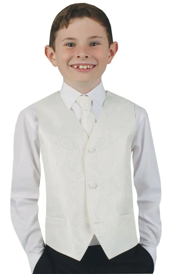 Boys Pearl White Paisley Vest - photo 2