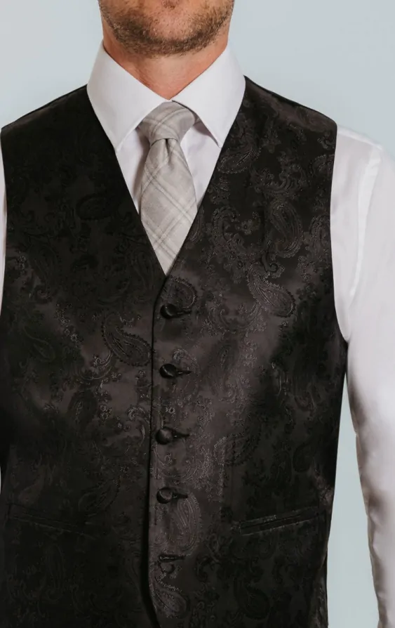 Dobell Black Paisley Vest Dobell