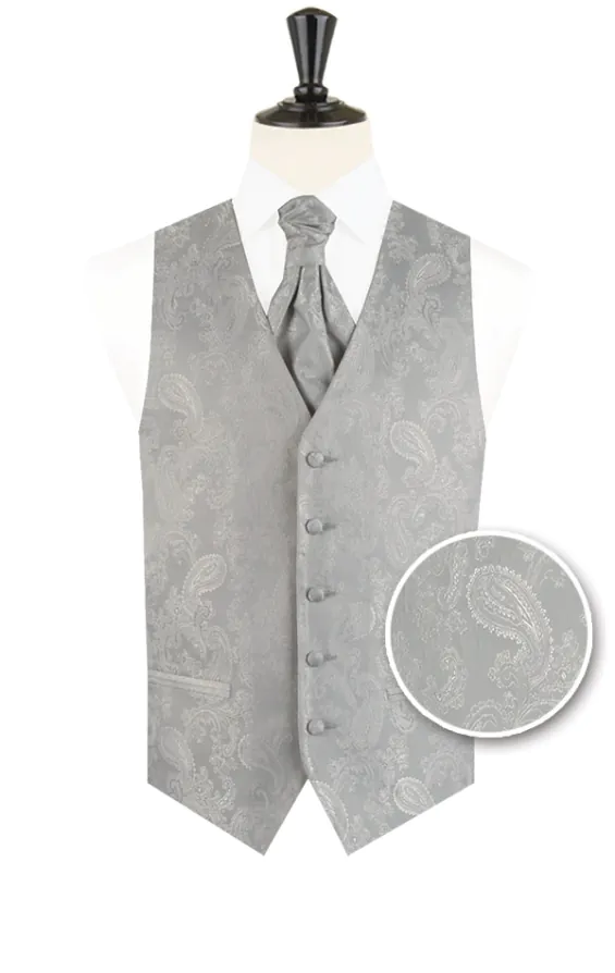 Boys Silver Paisley Vest Boys Silver Paisley Vest