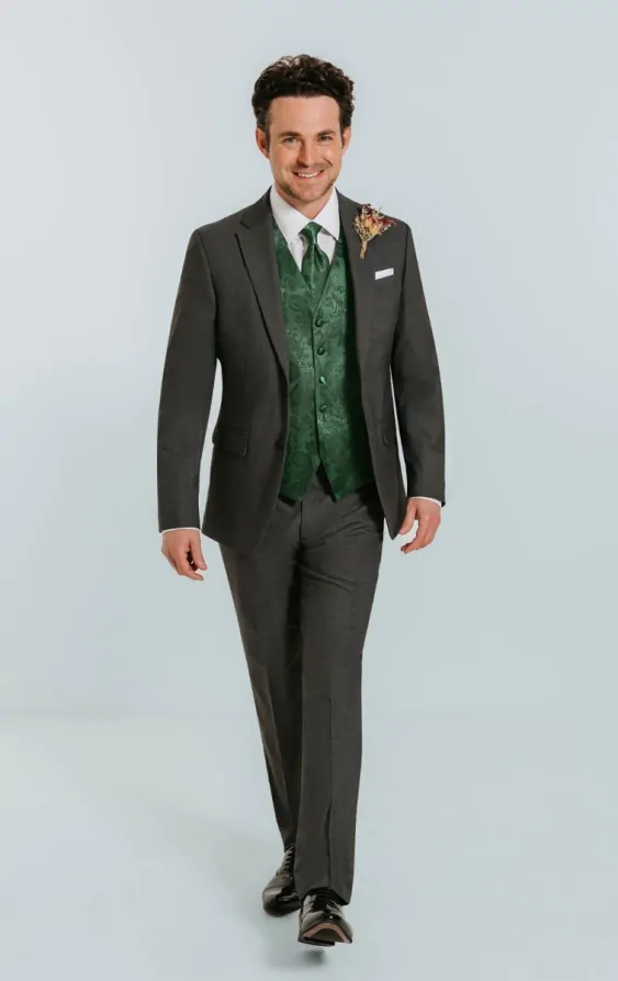 Grey suit green vest discount