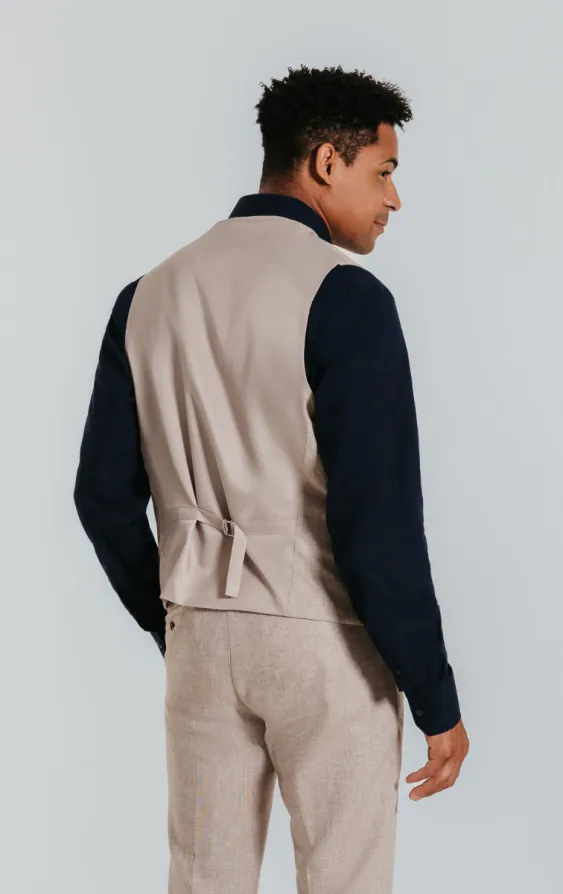 Sand Linen Slim Fit Vest - photo 2 Sand Linen Slim Fit Vest - photo 2