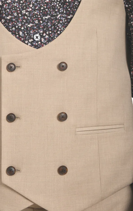 Camel Double Breasted Slim Fit Vest - photo 1