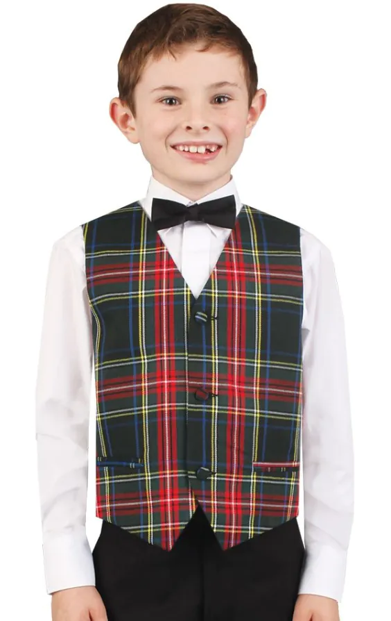 Boys Green Tartan Vest