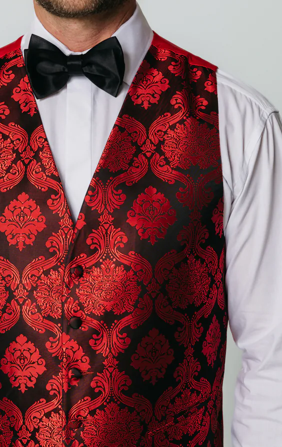 Red Victorian Jacquard Vest - photo 1