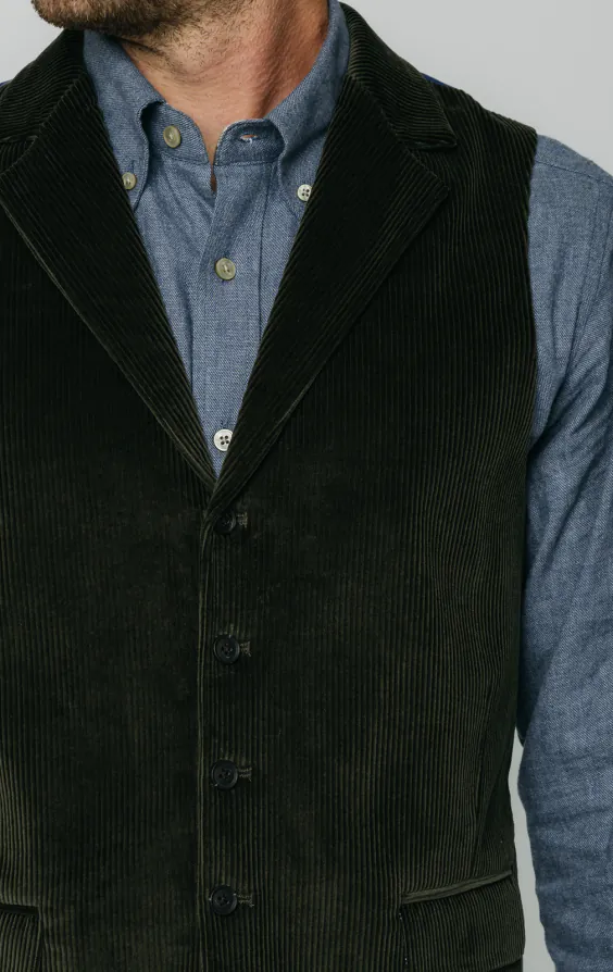 Green Corduroy Vest with Notch Lapel - photo 1 Green Corduroy Vest with Notch Lapel - photo 1