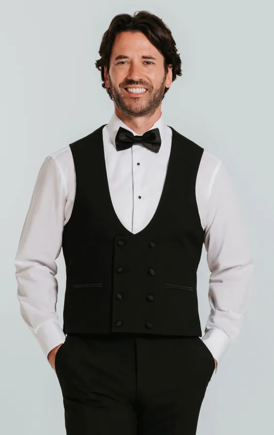 Black Slim-Fit 3 Piece Tuxedo with Peak Lapel - photo 1 Black Slim-Fit 3 Piece Tuxedo with Peak Lapel - photo 1