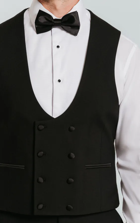 Black Double Breasted Slim Fit Tuxedo Vest - photo 1 Black Double Breasted Slim Fit Tuxedo Vest - photo 1