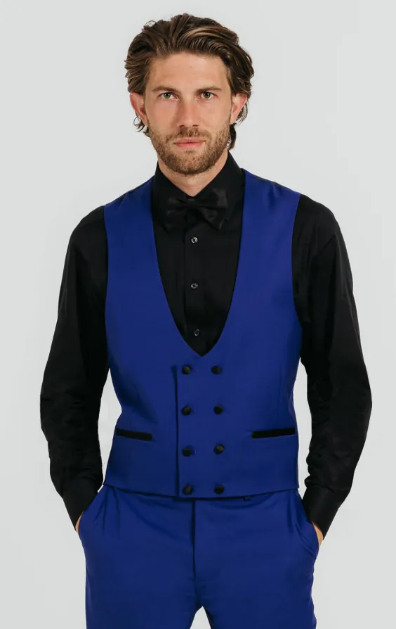 Bright Blue Double Breasted Tuxedo Vest Bright Blue Double Breasted Tuxedo Vest