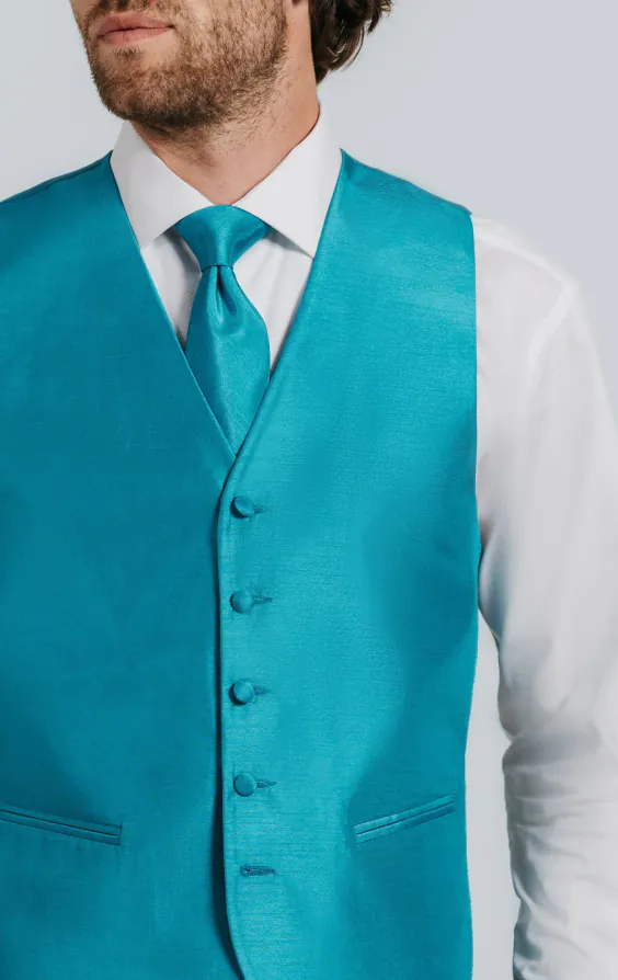 Turquoise Dupion Vest - photo 1 Turquoise Dupion Vest - photo 1