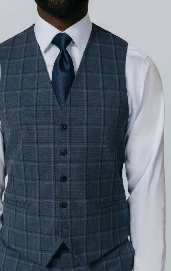 Blue Bold Windowpane Check Vest - photo 1 Blue Bold Windowpane Check Vest - photo 1