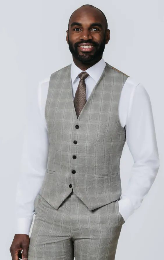 Taupe Check Vest Taupe Check Vest