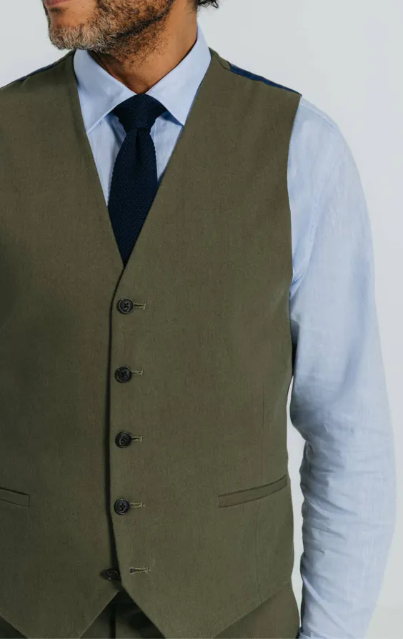 Green Linen Twill Vest - photo 1 Green Linen Twill Vest - photo 1